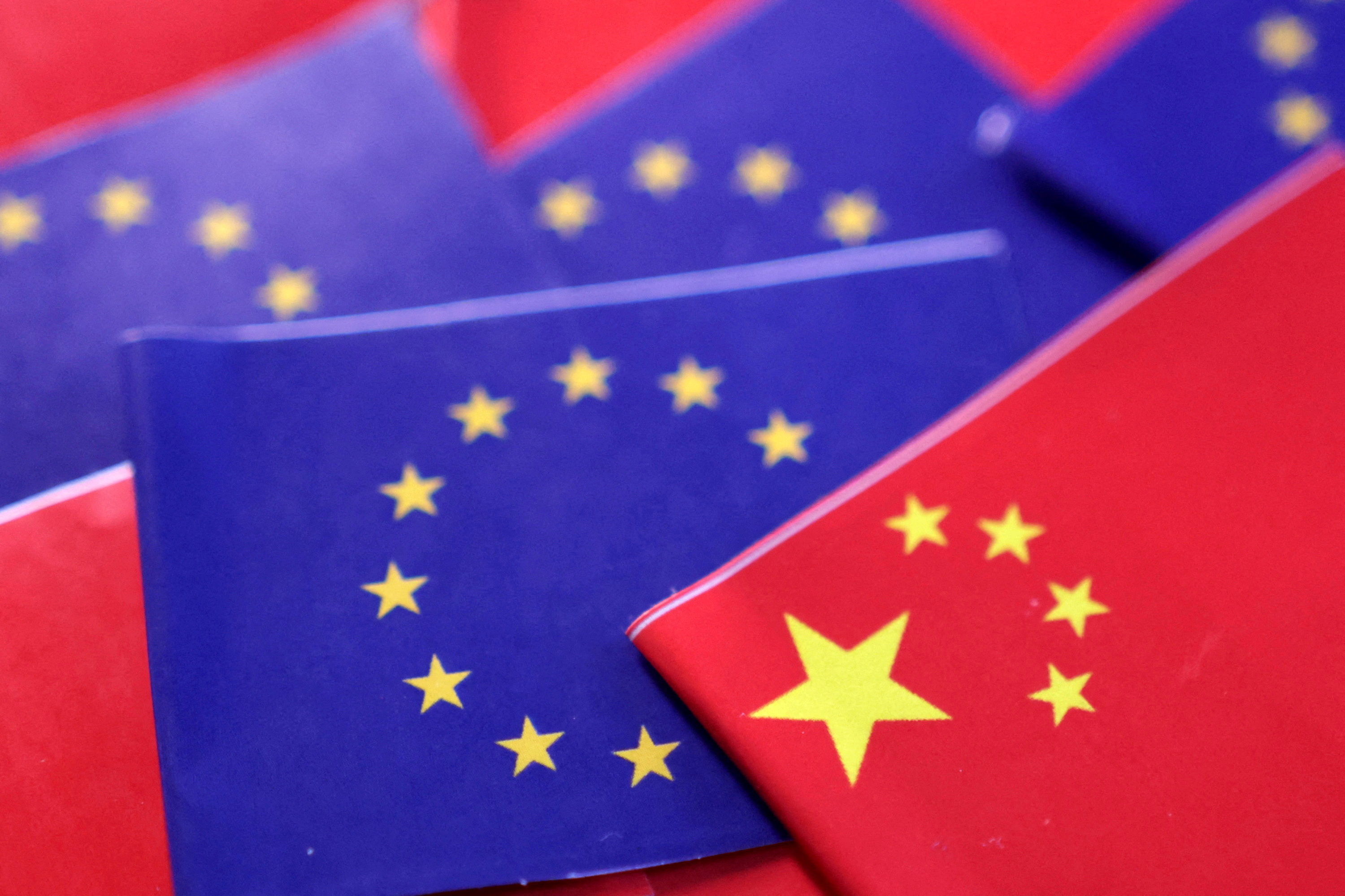 FILE PHOTO: Illustration shows EU and Chinese flags