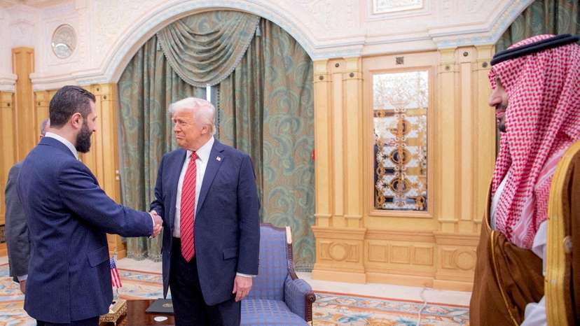 FILE PHOTO: U.S. President Donald Trump meets Syrian President Ahmed al-Sharaa in Riyadh