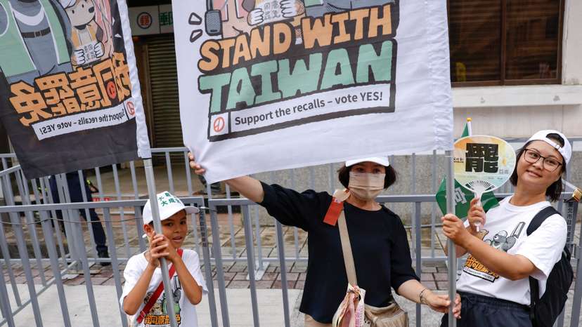 Supporters of the recall movement gather in Taipei