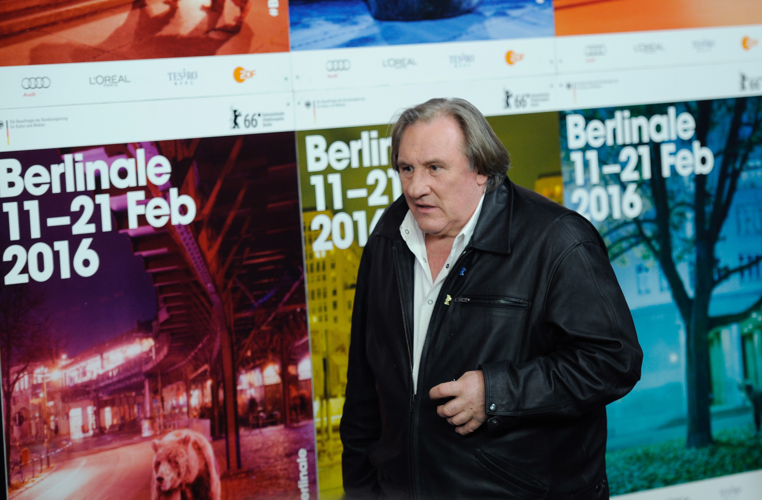 FILE PHOTO: Actor Depardieu arrives for news conference at 66th Berlinale International Film Festival in Berlin