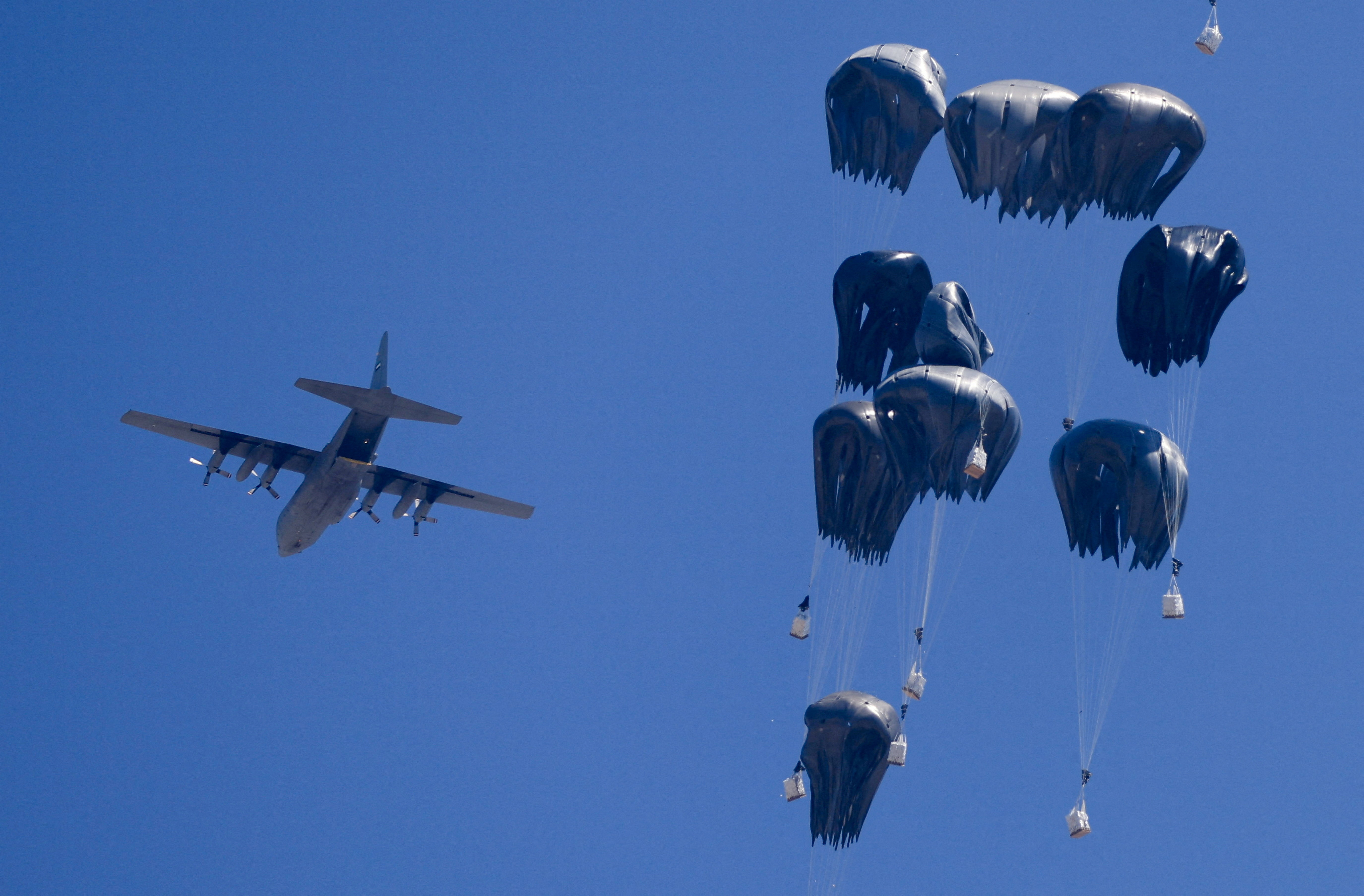 Humanitarian aid is airdropped over Gaza