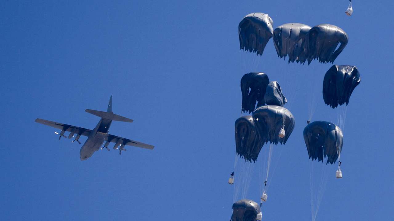 Humanitarian aid is airdropped over Gaza