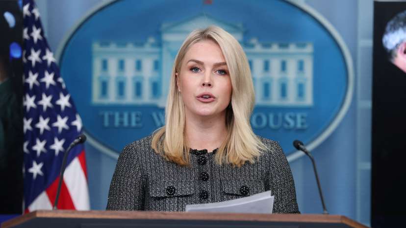 White House Press Secretary Leavitt speaks to members of the media, at the White House