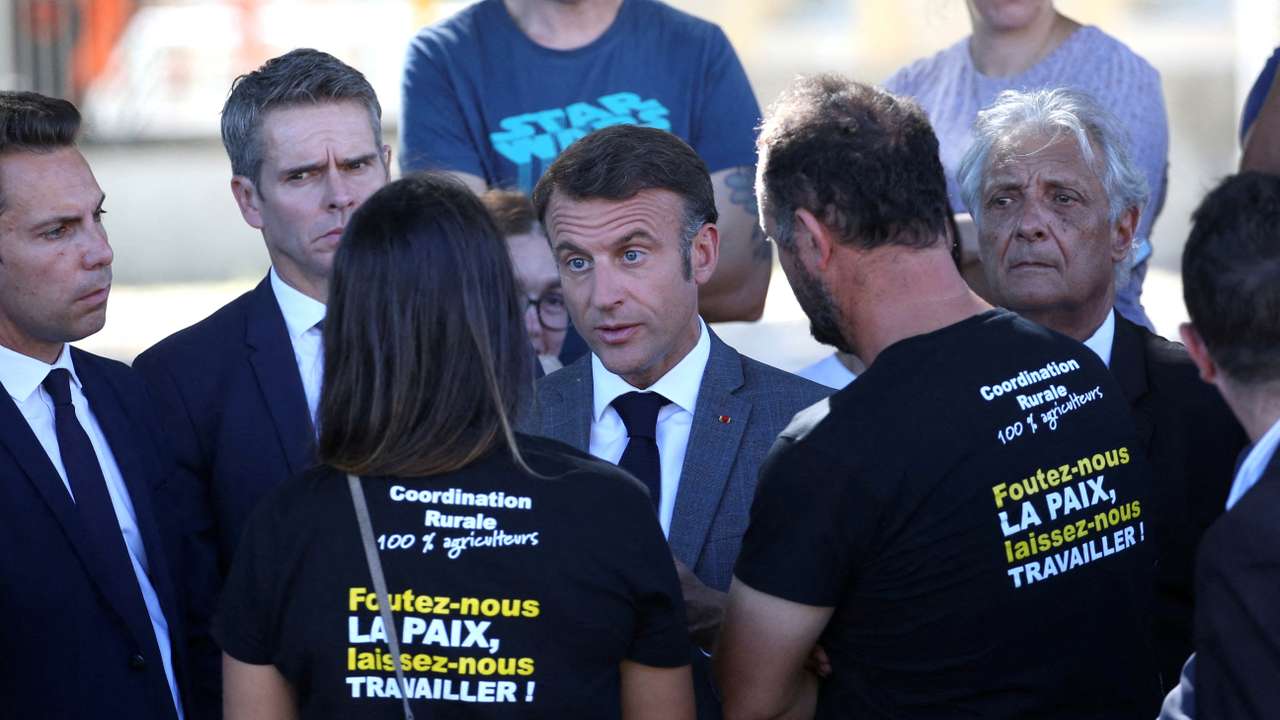 FILE PHOTO: French President Emmanuel Macron visits Clairac
