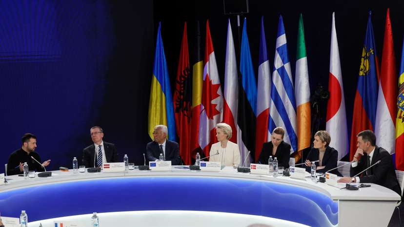 Press conference after 'Support Ukraine' summit marking the third anniversary of the Russian invasion, in Kyiv
