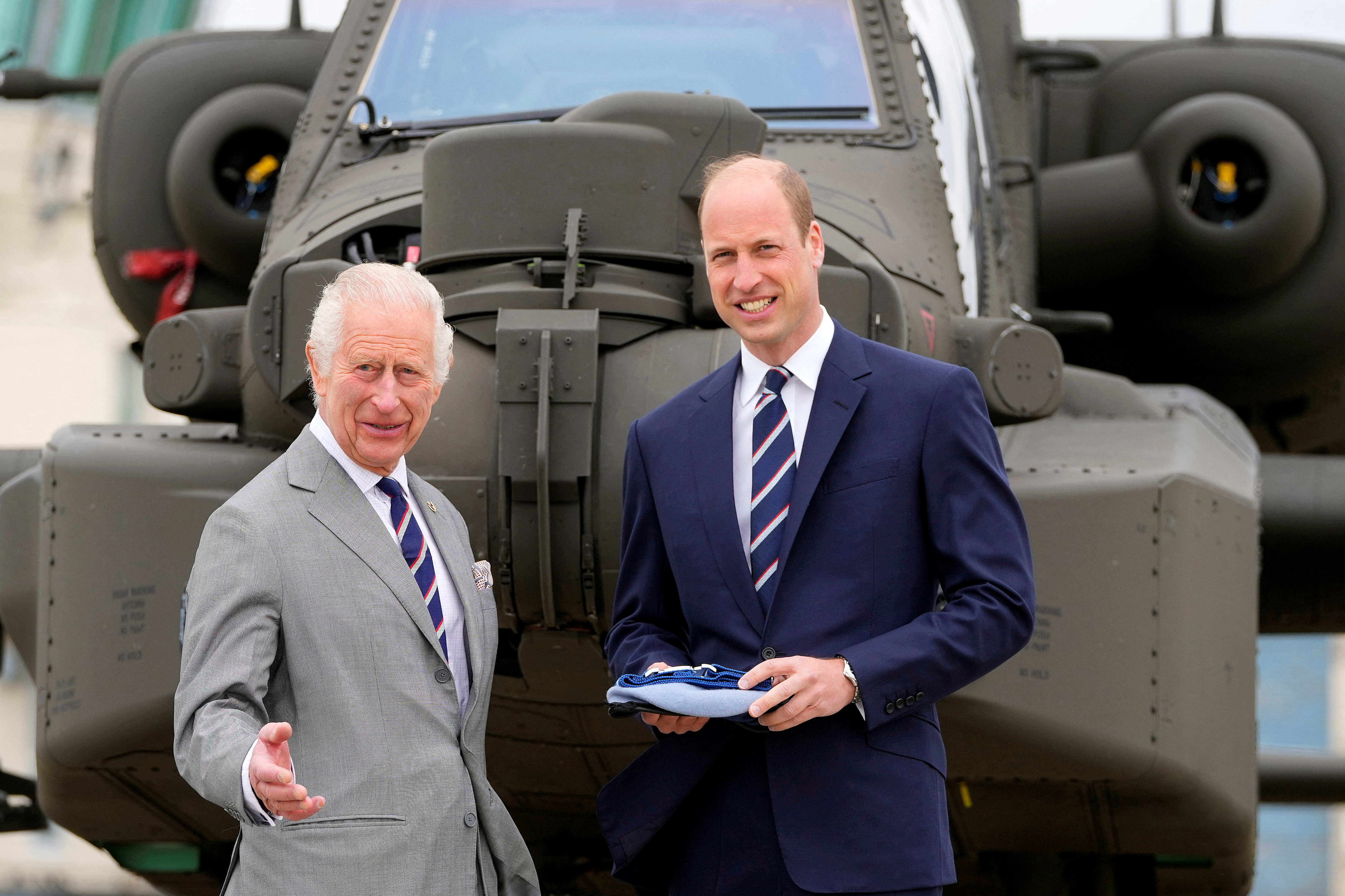 Britain's King Charles III hands over the role of Colonel-in-Chief to Prince William, Prince of Wales in Middle Wallop