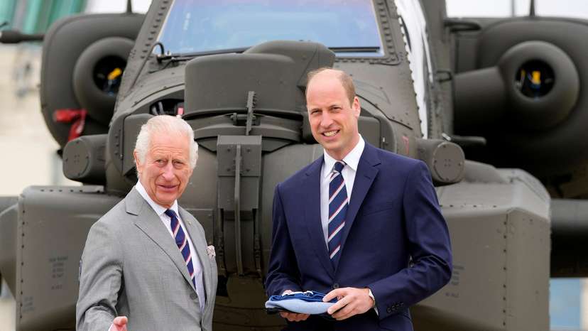 Britain's King Charles III hands over the role of Colonel-in-Chief to Prince William, Prince of Wales in Middle Wallop