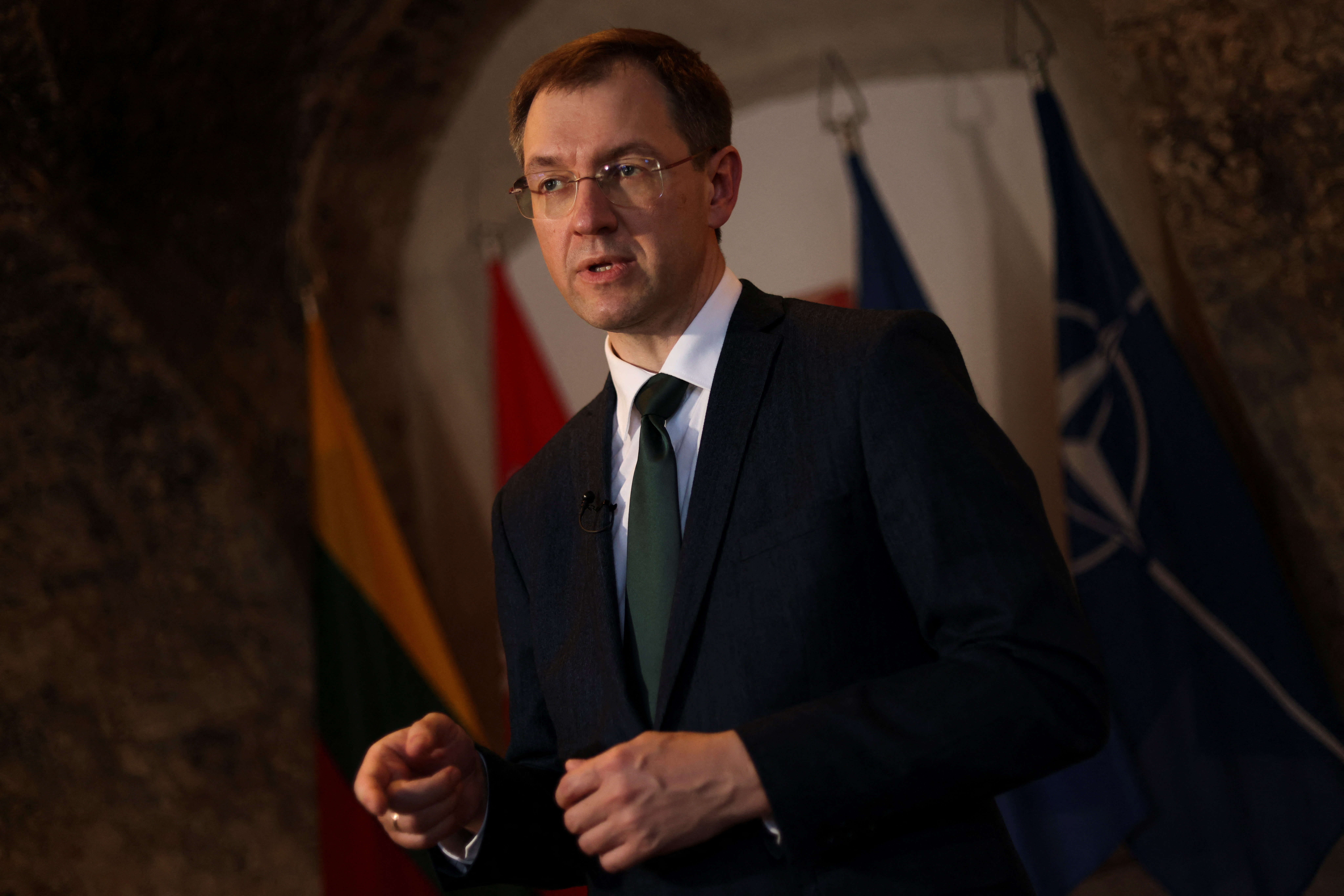 Lithuanian Defence Vice-Minister Aleksa speaks in Vilnius