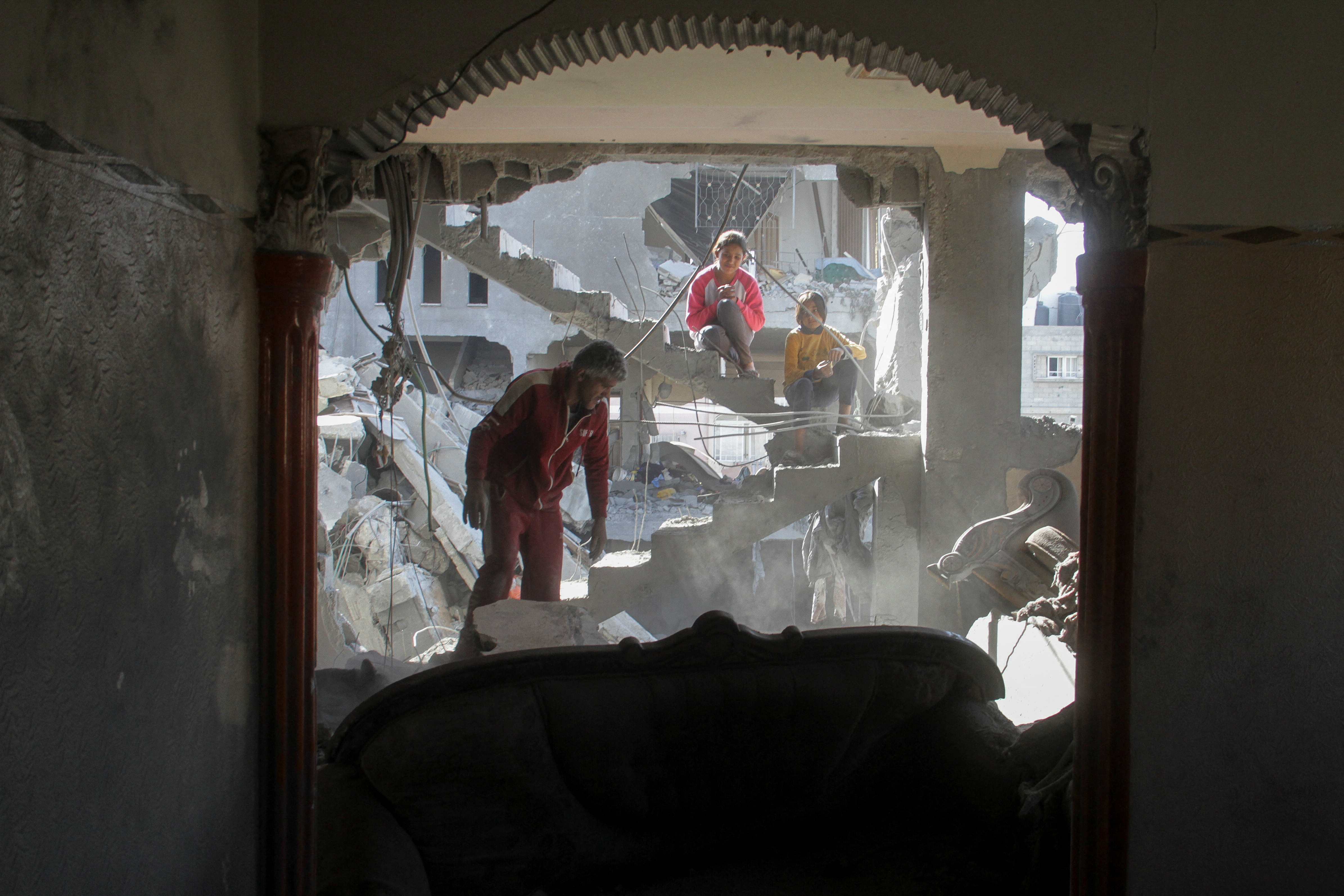 Aftermath of an Israeli strike on a house in Gaza City