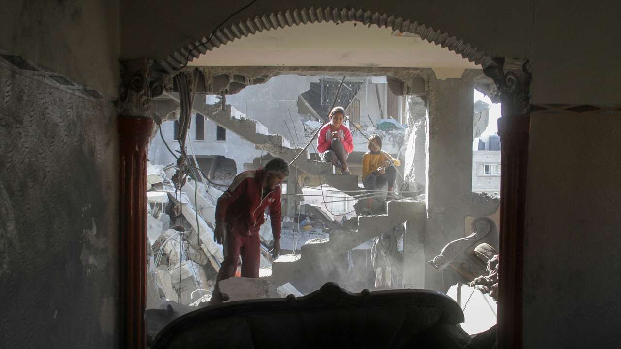 Aftermath of an Israeli strike on a house in Gaza City