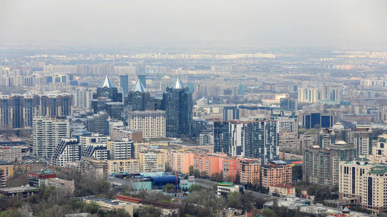 A general view shows the city of Almaty