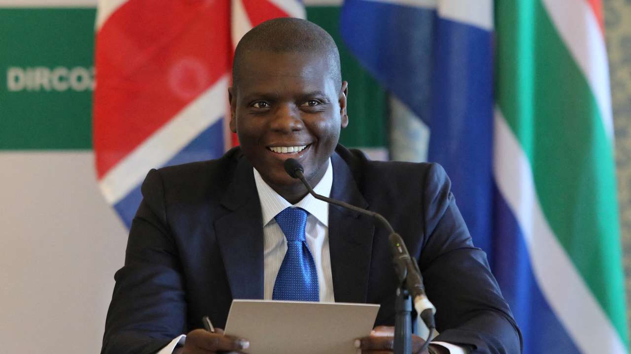 FILE PHOTO: South Africa's Minister of International Relations and Cooperation Ronald Lamola meets with Britain's Foreign Secretary David Lammy in Cape Town