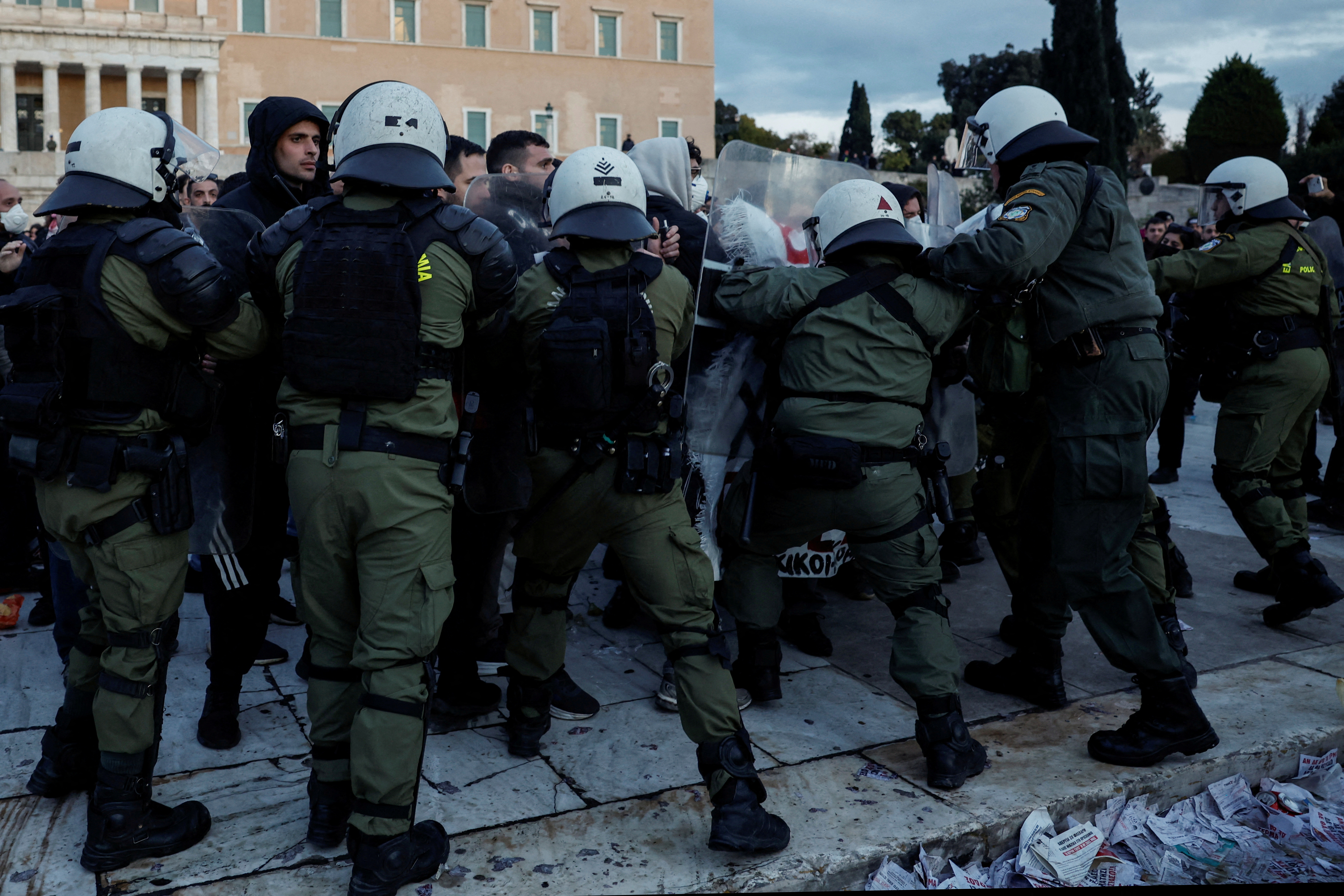 FILE PHOTO: Greeks strike and protest on anniversary of deadly train crash