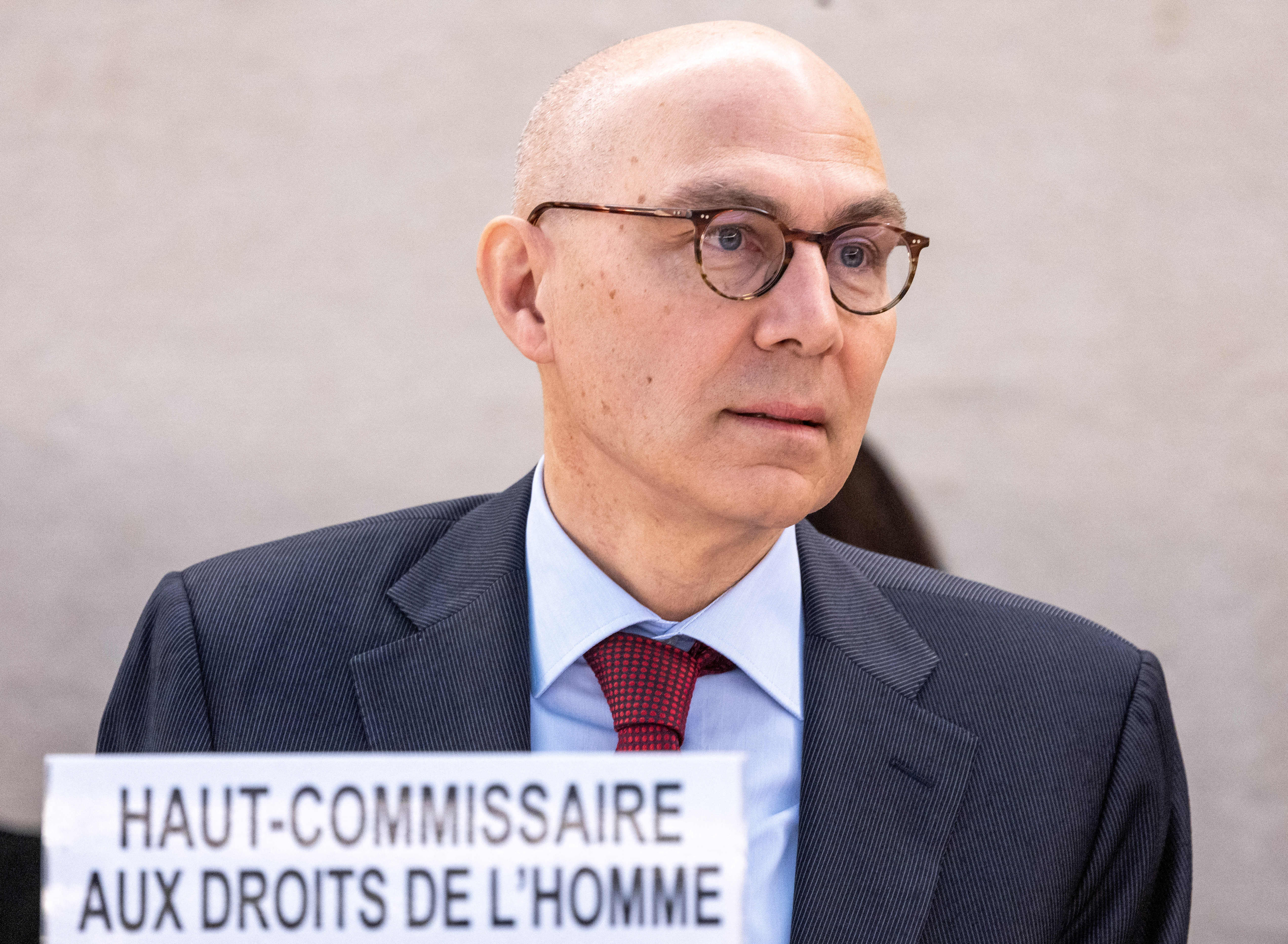 Turk UN High Commissioner for Human Rights addresses the Human Rights Council in Geneva