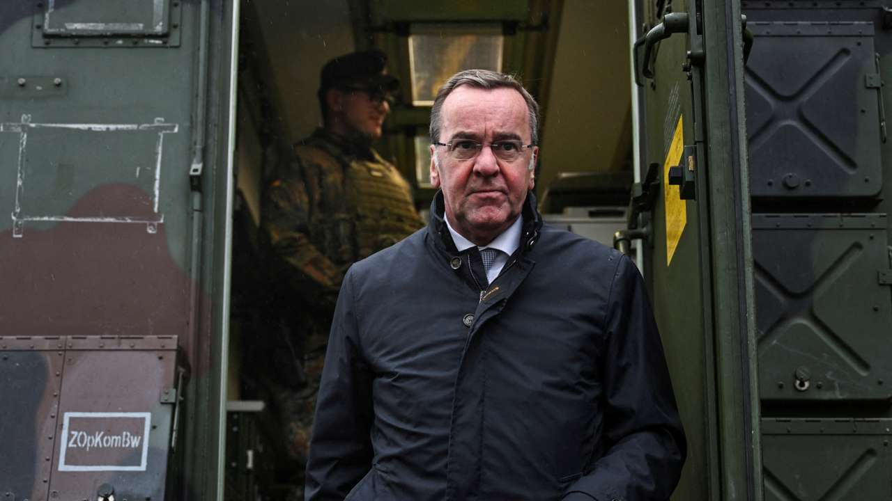 FILE PHOTO: German Defence Minister Boris Pistorius visits the German army’s communications center responsible for cybersecurity in Mayen