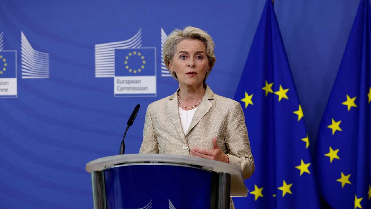 European Commission President addresses the media on Ukraine crisis in Brussels
