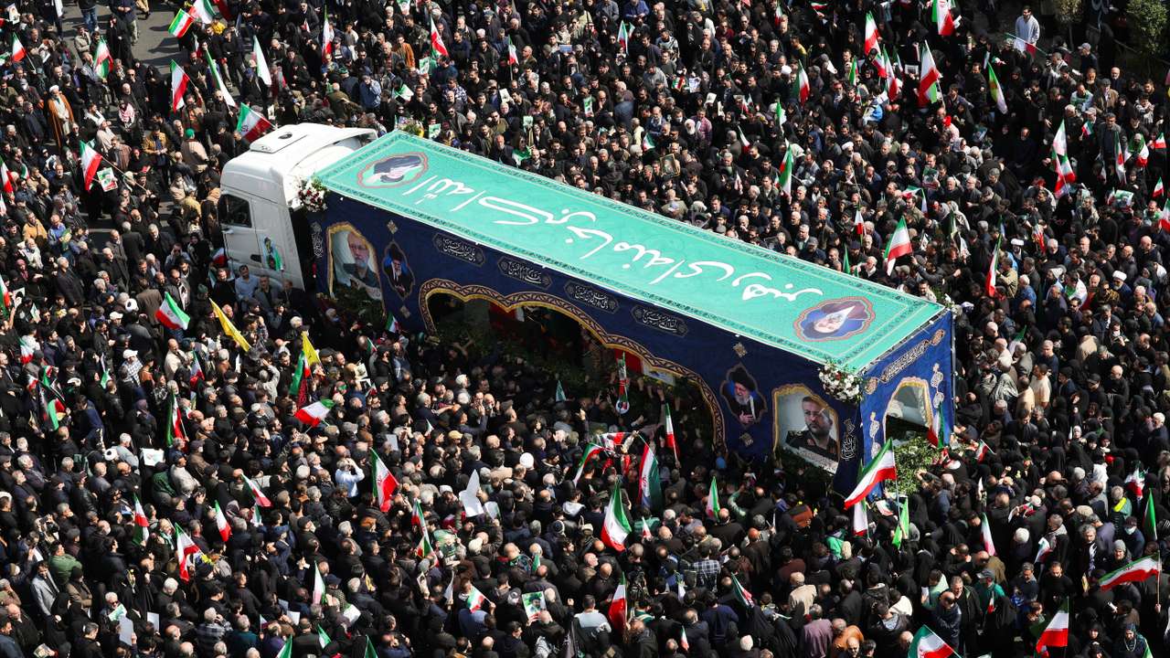 Funeral for Iranian security chief Ali Larijani and victims of the IRIS Dena warship at Enghelab Square, in Tehran
