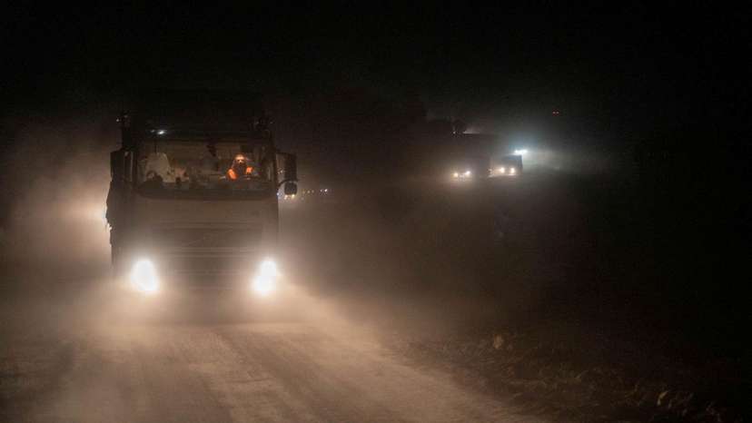 Israeli army handout image shows trucks containing humanitarian aid from WFP in a location given as northern Gaza strip
