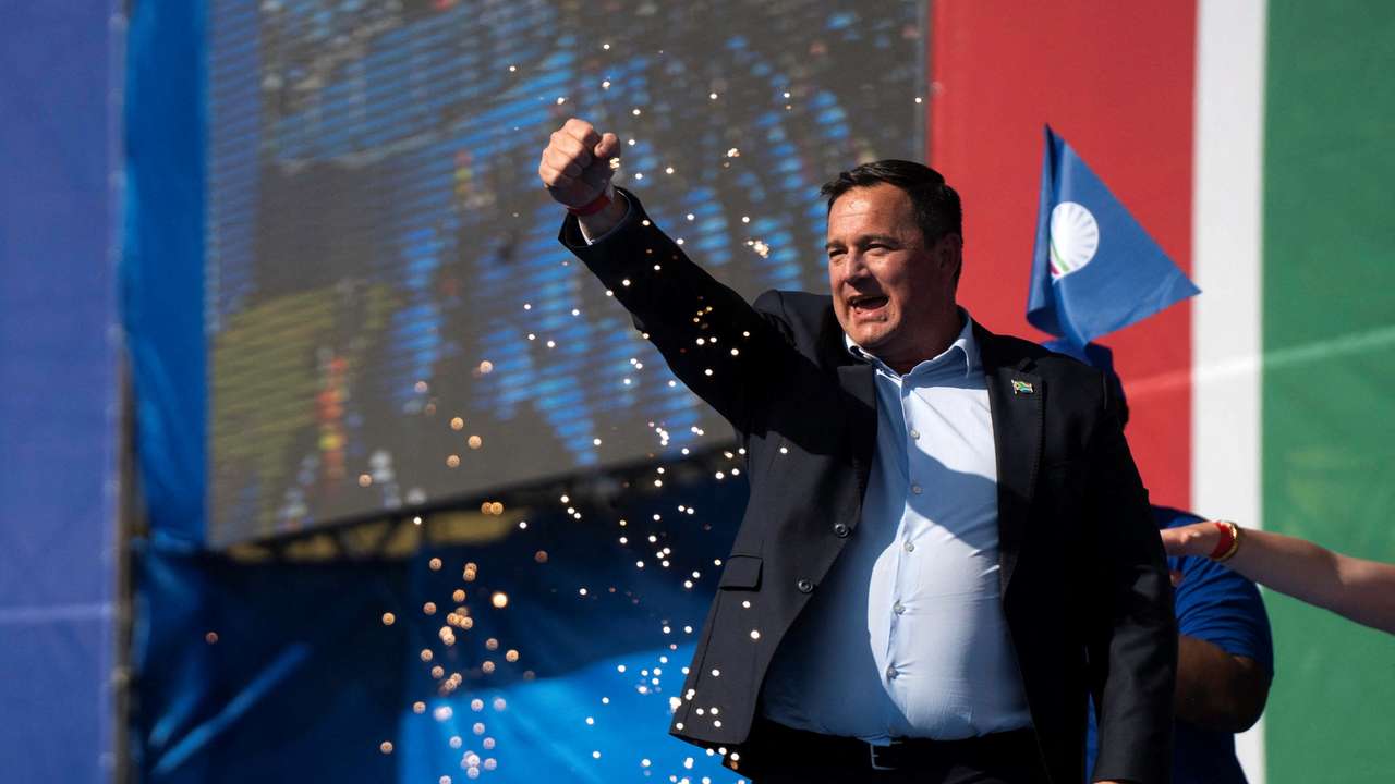 John Steenhuisen the leader of the Democratic Alliance during an election rally in Benoni