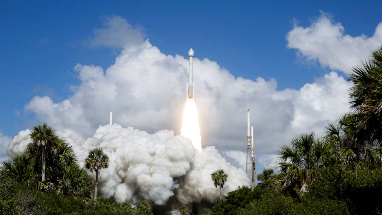 FILE PHOTO: A United Launch Alliance Atlas V rocket carrying two astronauts aboard Boeing's Starliner-1 Crew Flight Test (CFT) on Boeing's Starliner spacecraft, is launched, Cape Canaveral