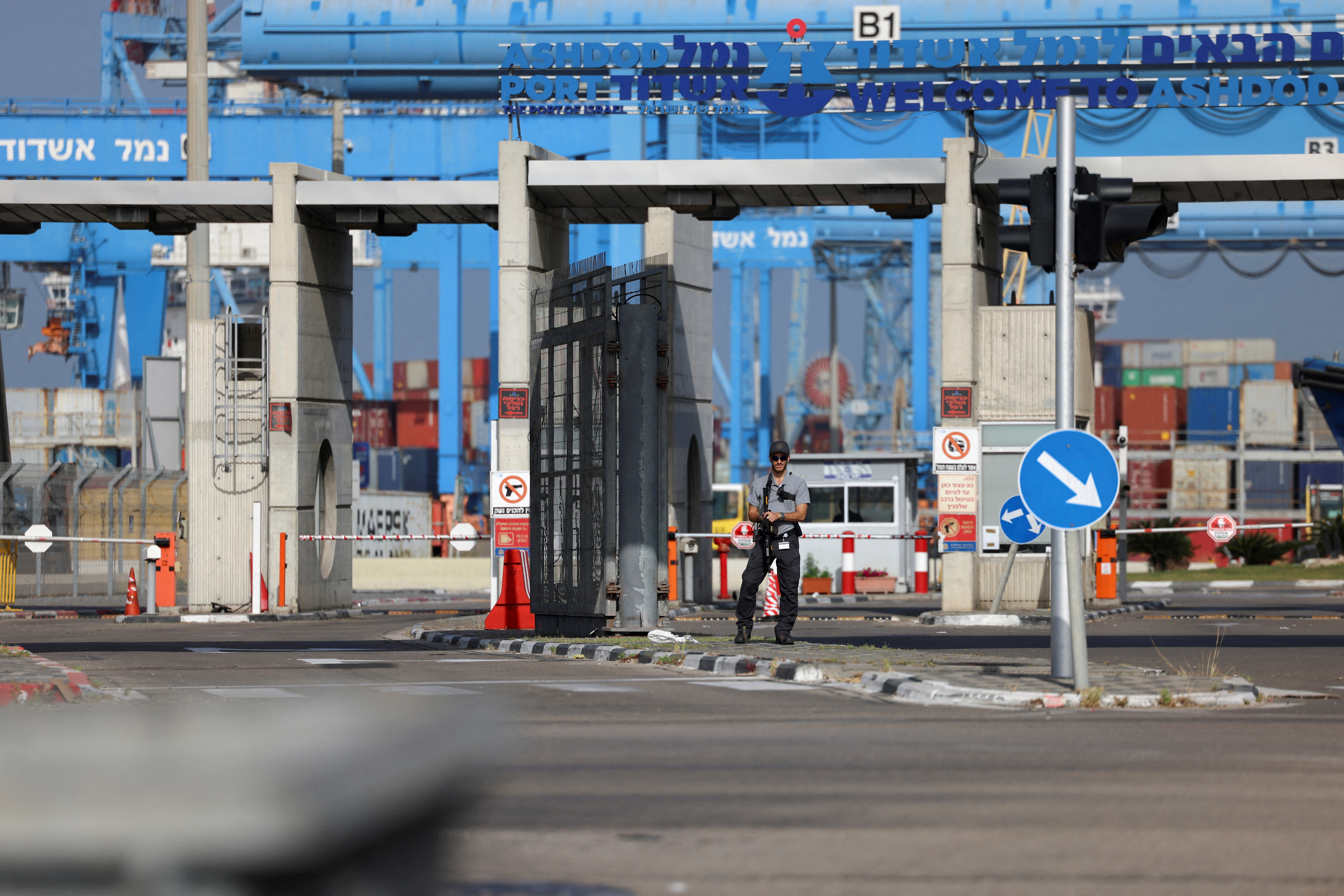 A view of Ashdod port after the Israeli cabinet approved the temporary use of the port for aid deliveries into Gaza