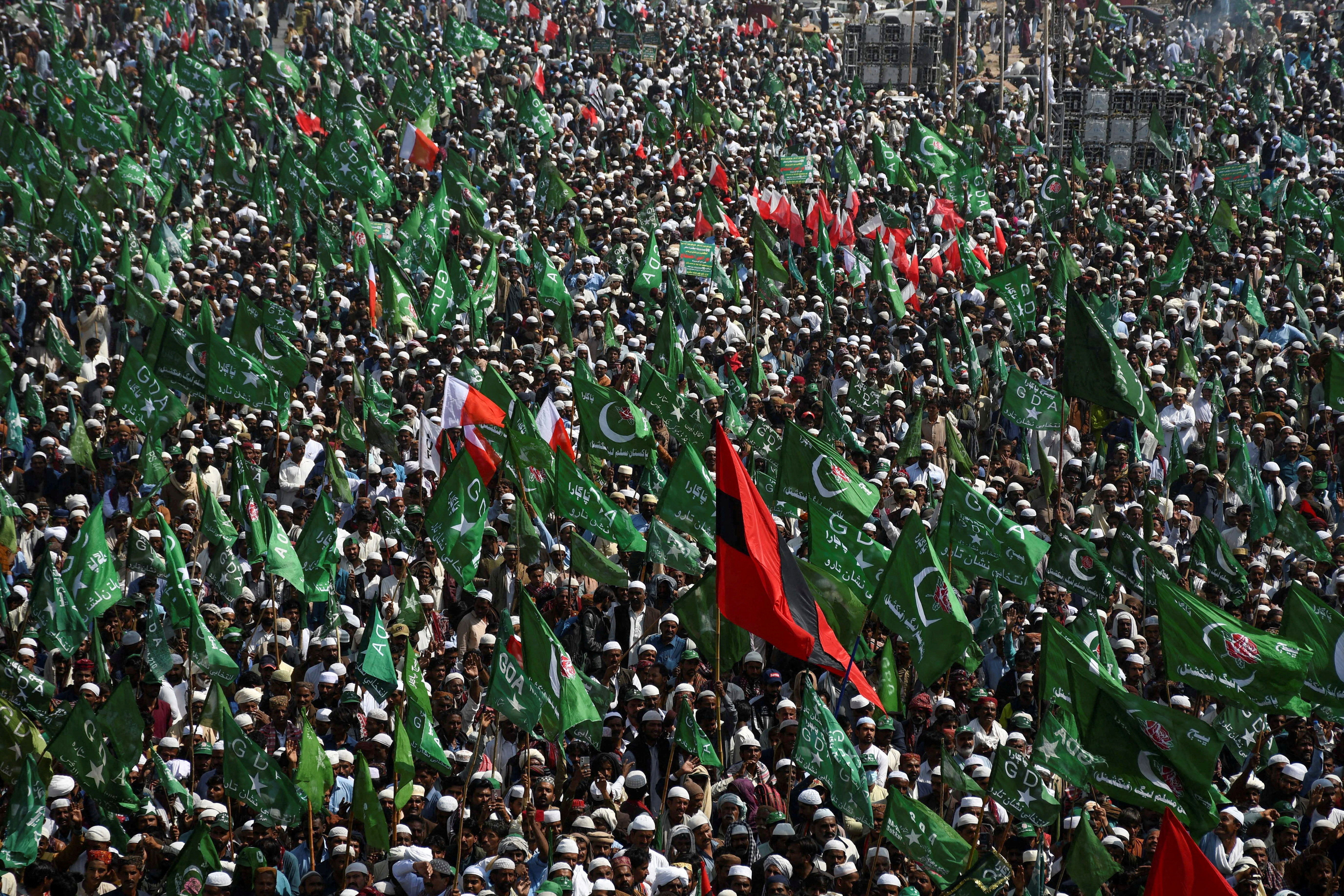 FILE PHOTO: Protest demanding free and fair results of the general elections in Jamshoro