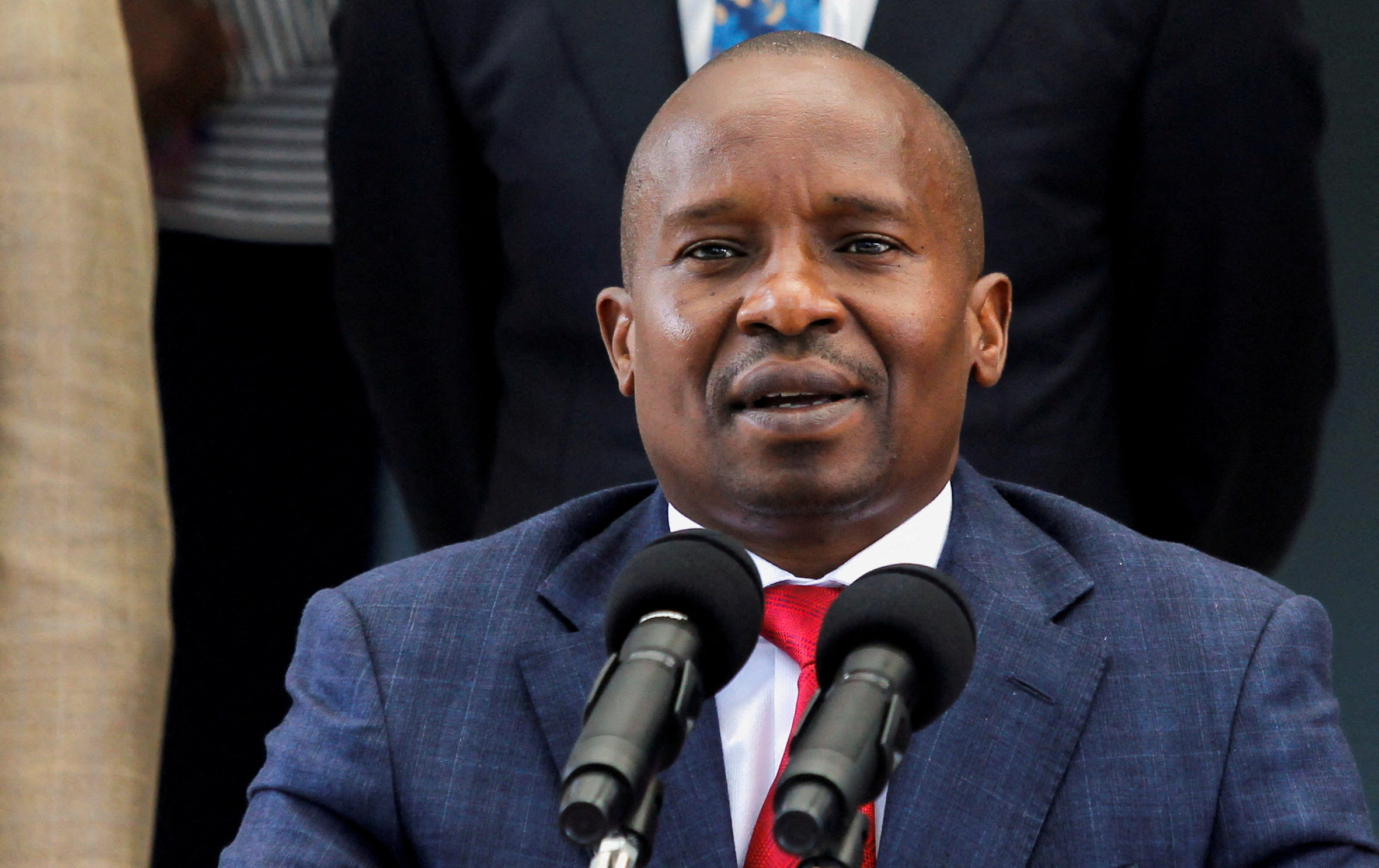 FILE PHOTO: Kenya's Cabinet Secretary of the Ministry of Interior and National Administration Kithure Kindiki addresses a press conference in Nairobi