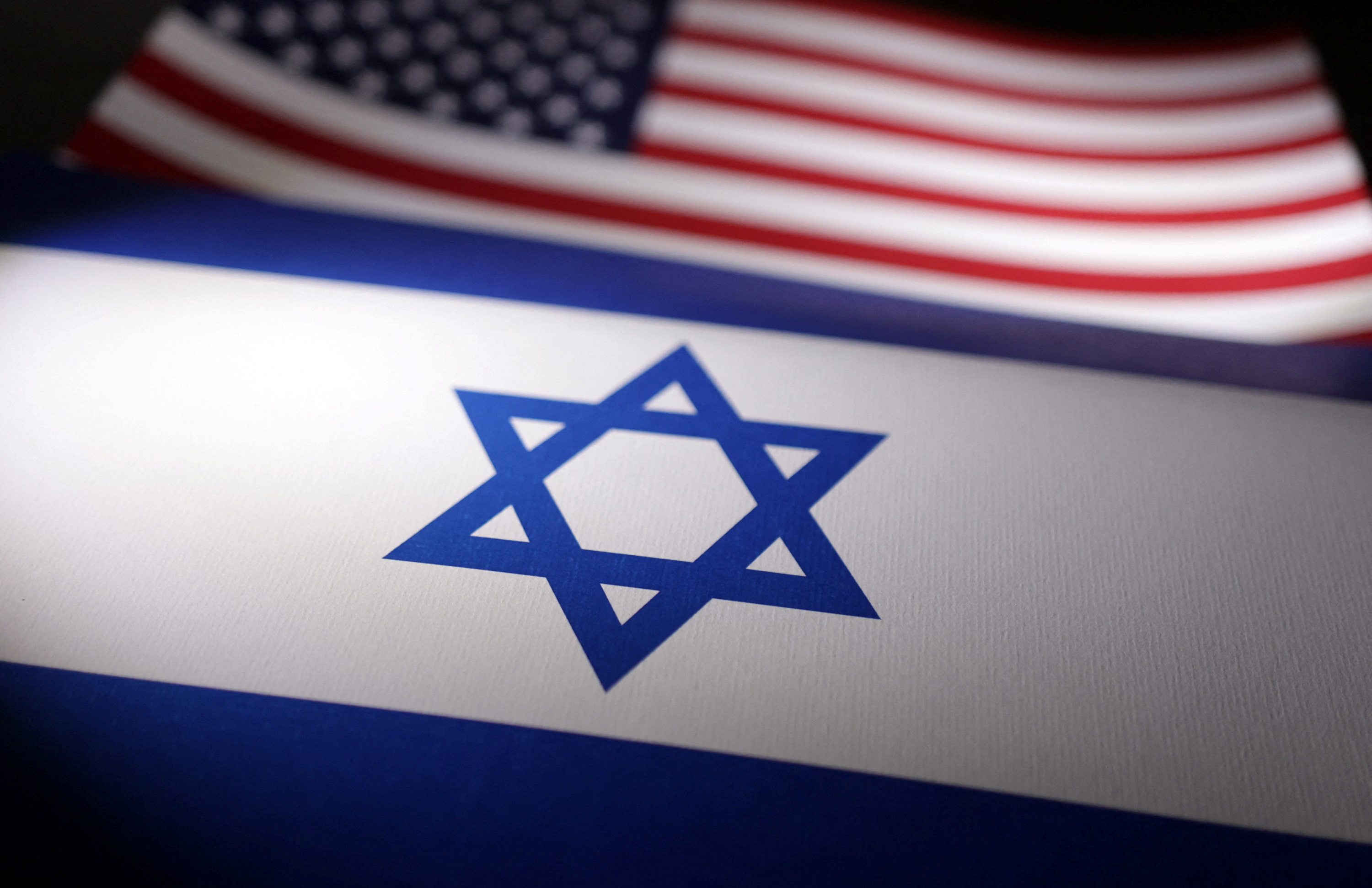 Illustration shows Israeli and U.S. flags