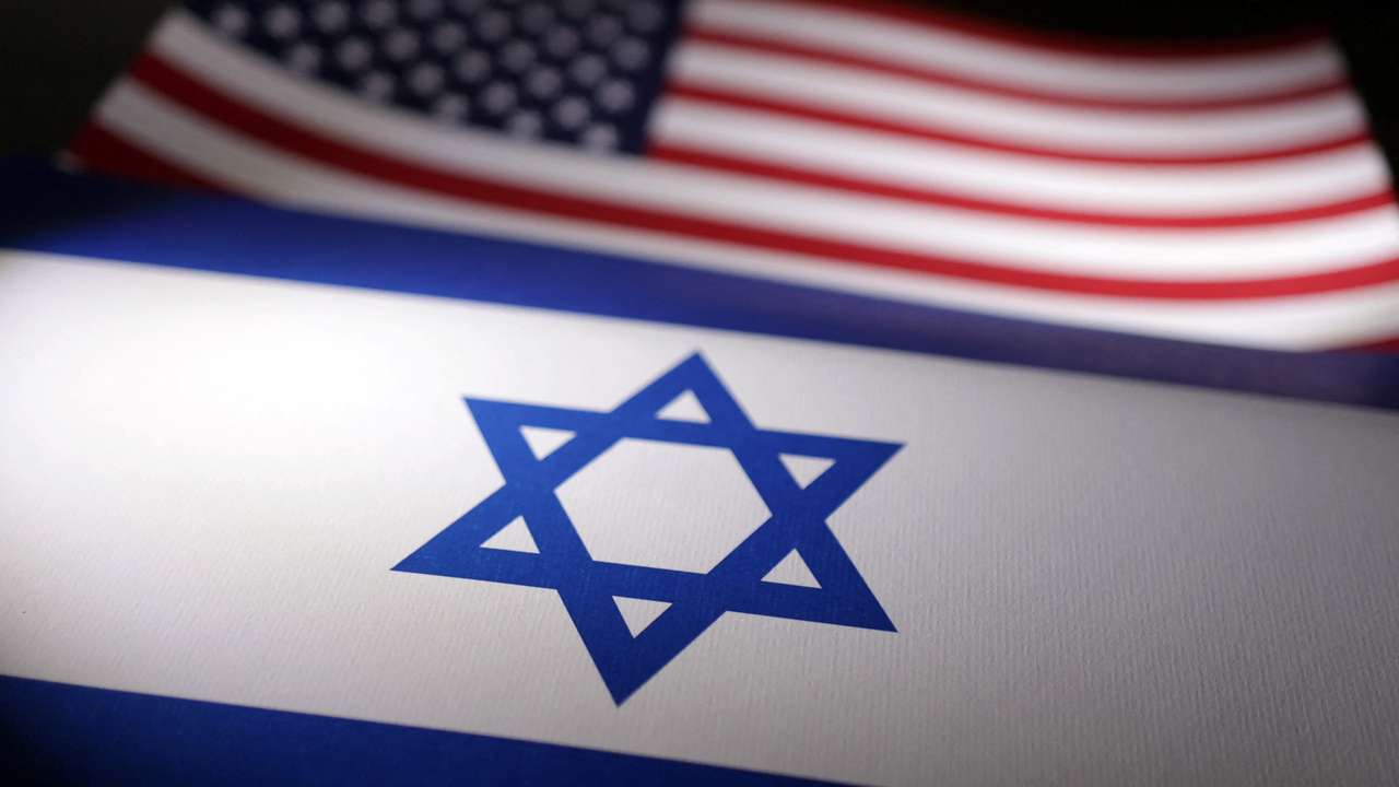 Illustration shows Israeli and U.S. flags