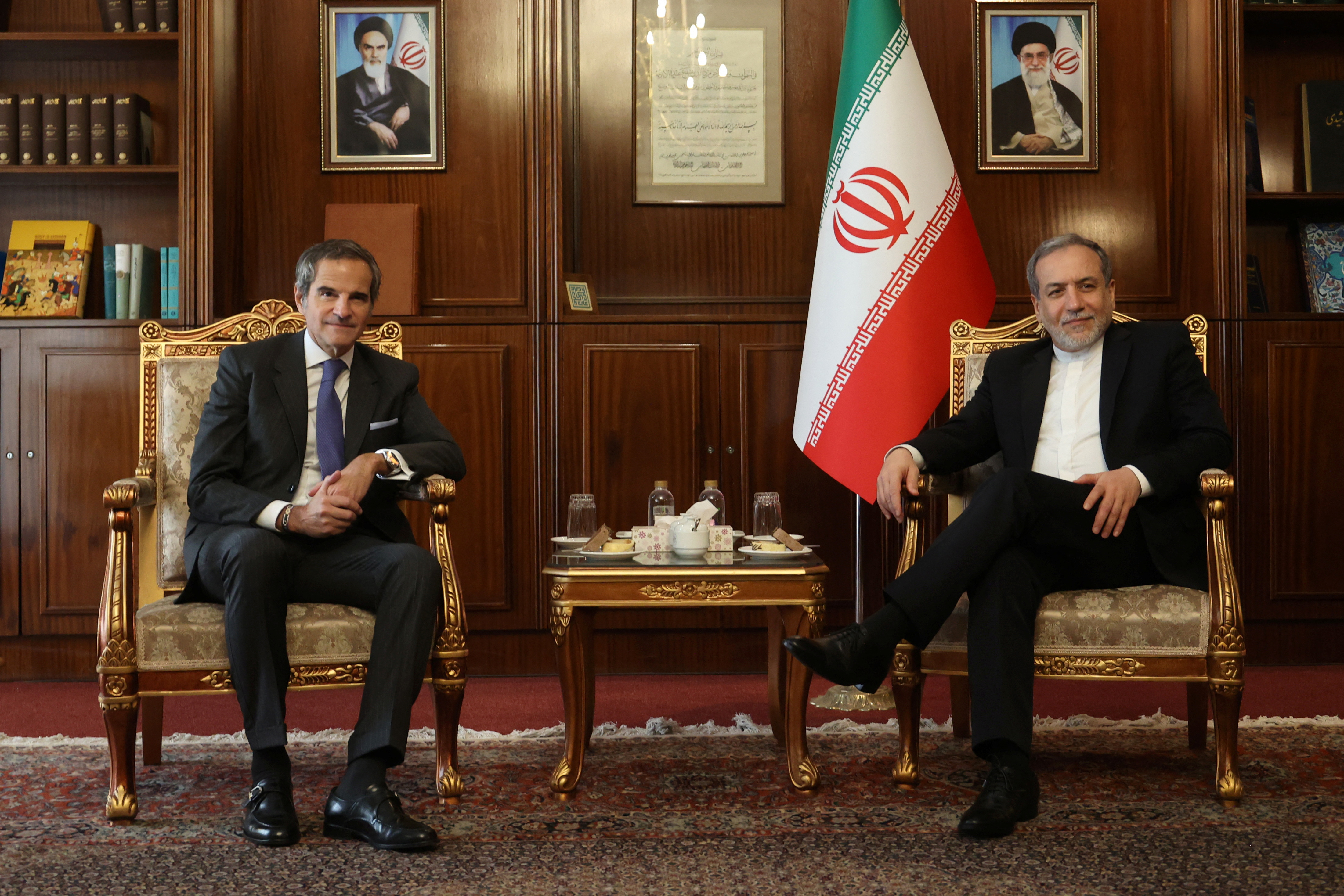 International Atomic Energy Agency (IAEA) Director General Rafael Grossi meets with Iran's Foreign Minister Abbas Araqchi in Tehran
