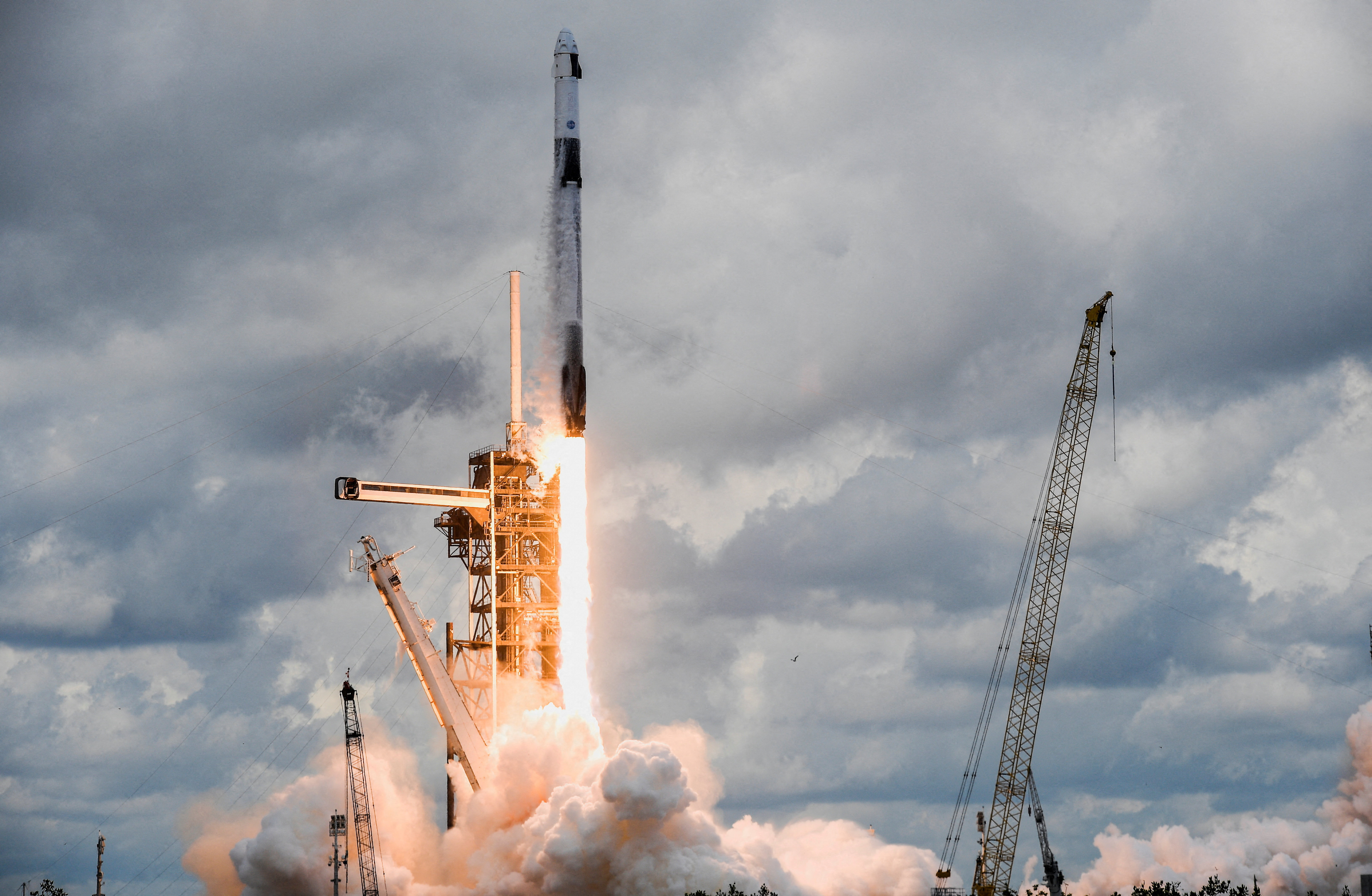A SpaceX Falcon Nine rocket lifts off from Launch Complex 39A carrying NASA’s Crew-11 mission to the International Space Station