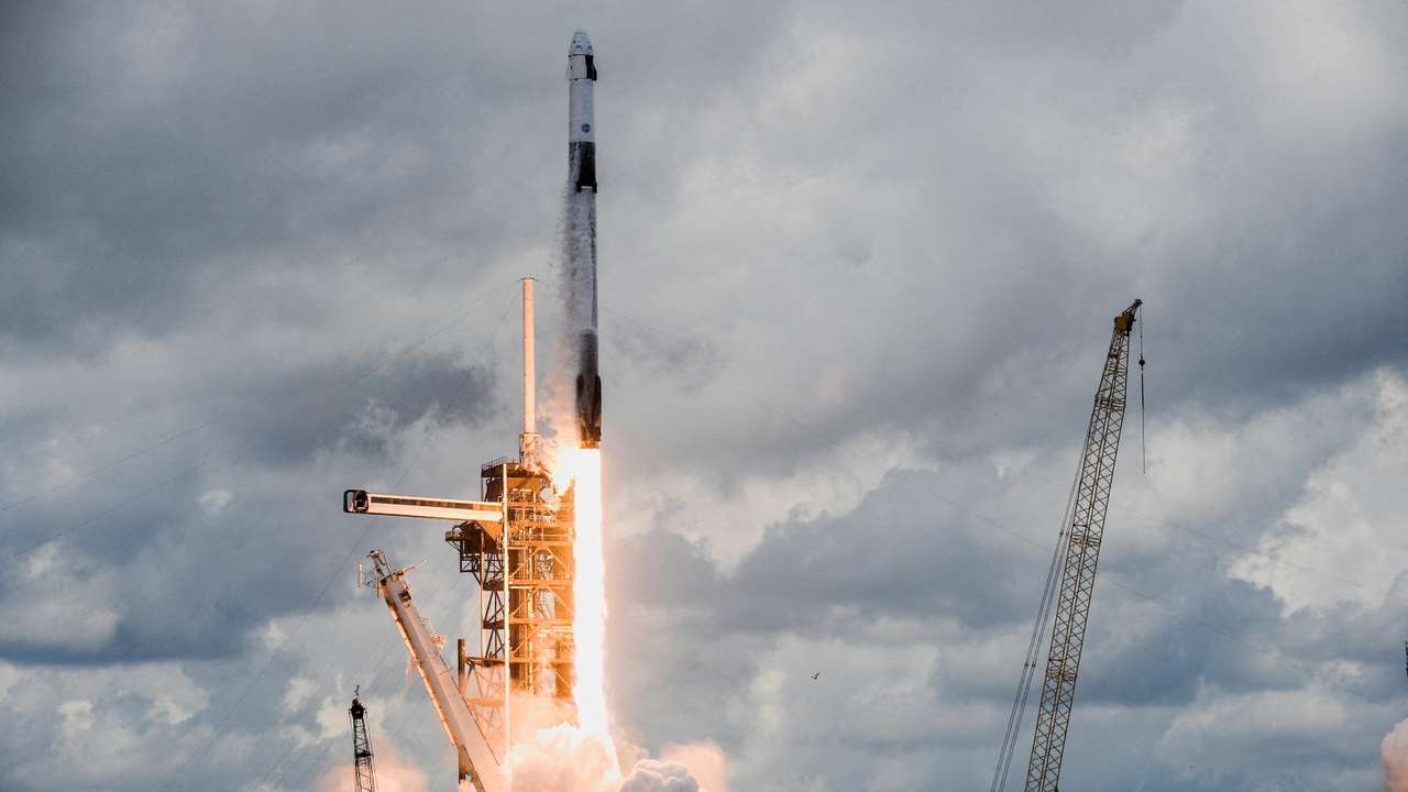 A SpaceX Falcon Nine rocket lifts off from Launch Complex 39A carrying NASA’s Crew-11 mission to the International Space Station