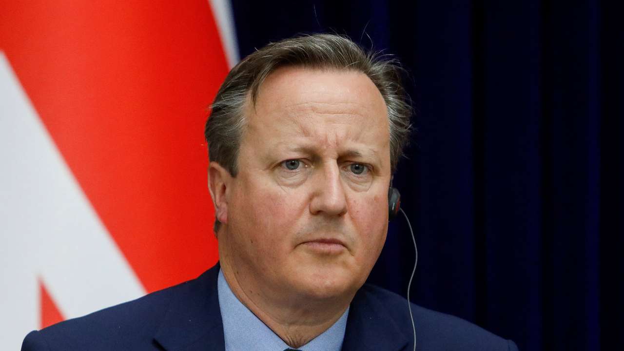 FILE PHOTO: Britain's Foreign Secretary David Cameron speaks during a press conference in Kyrgyzstan