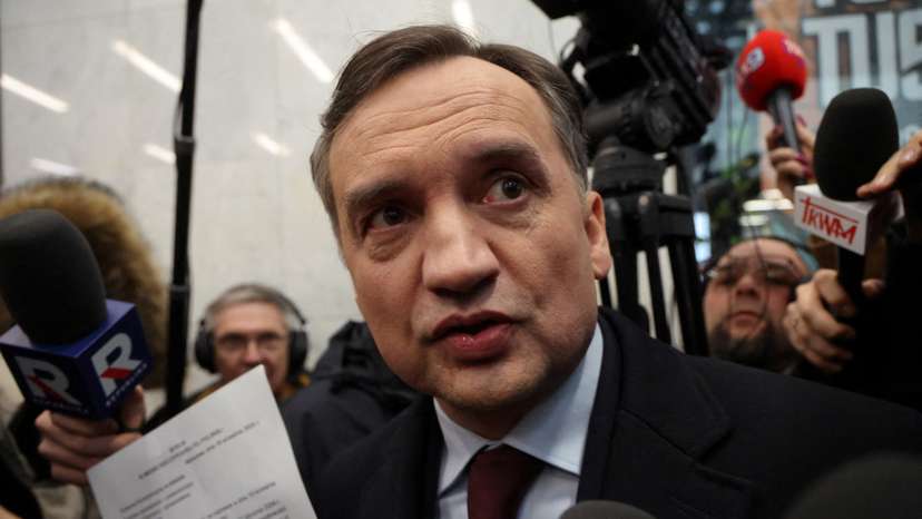 FILE PHOTO: Member of the PiS party and Poland's former Justice Minister Zbigniew Ziobro detained by police to be brought to testify before the Pegasus Investigation Committee, in Warsaw