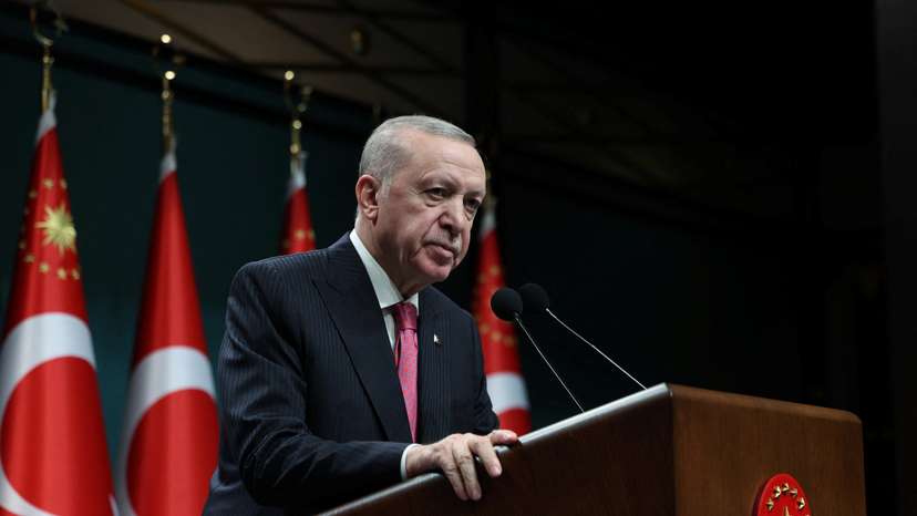 Turkish President Erdogan speaks after a cabinet meeting in Ankara