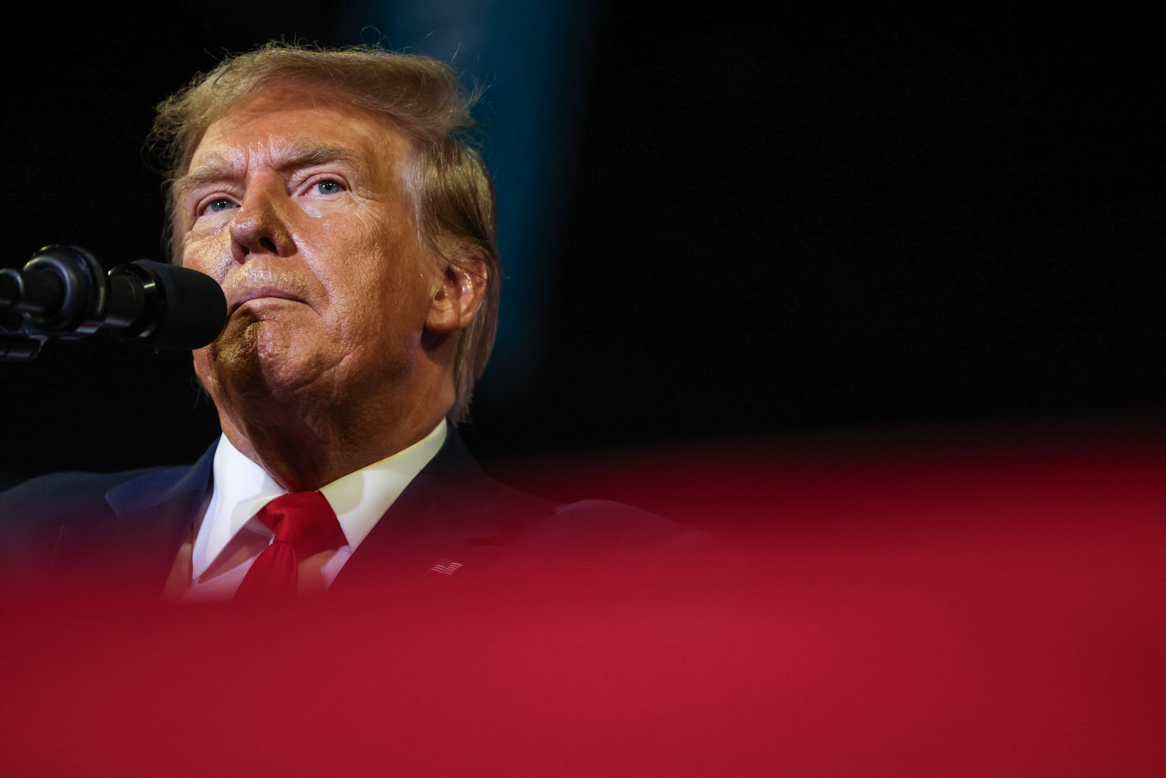 Former U.S. President Donald Trump attends a campaign event in Conway
