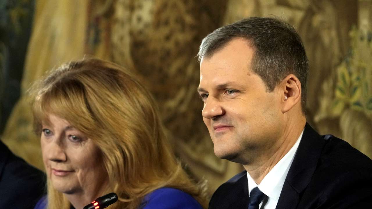 FILE PHOTO: Social Democrats leaders attend press conference in Vilnius