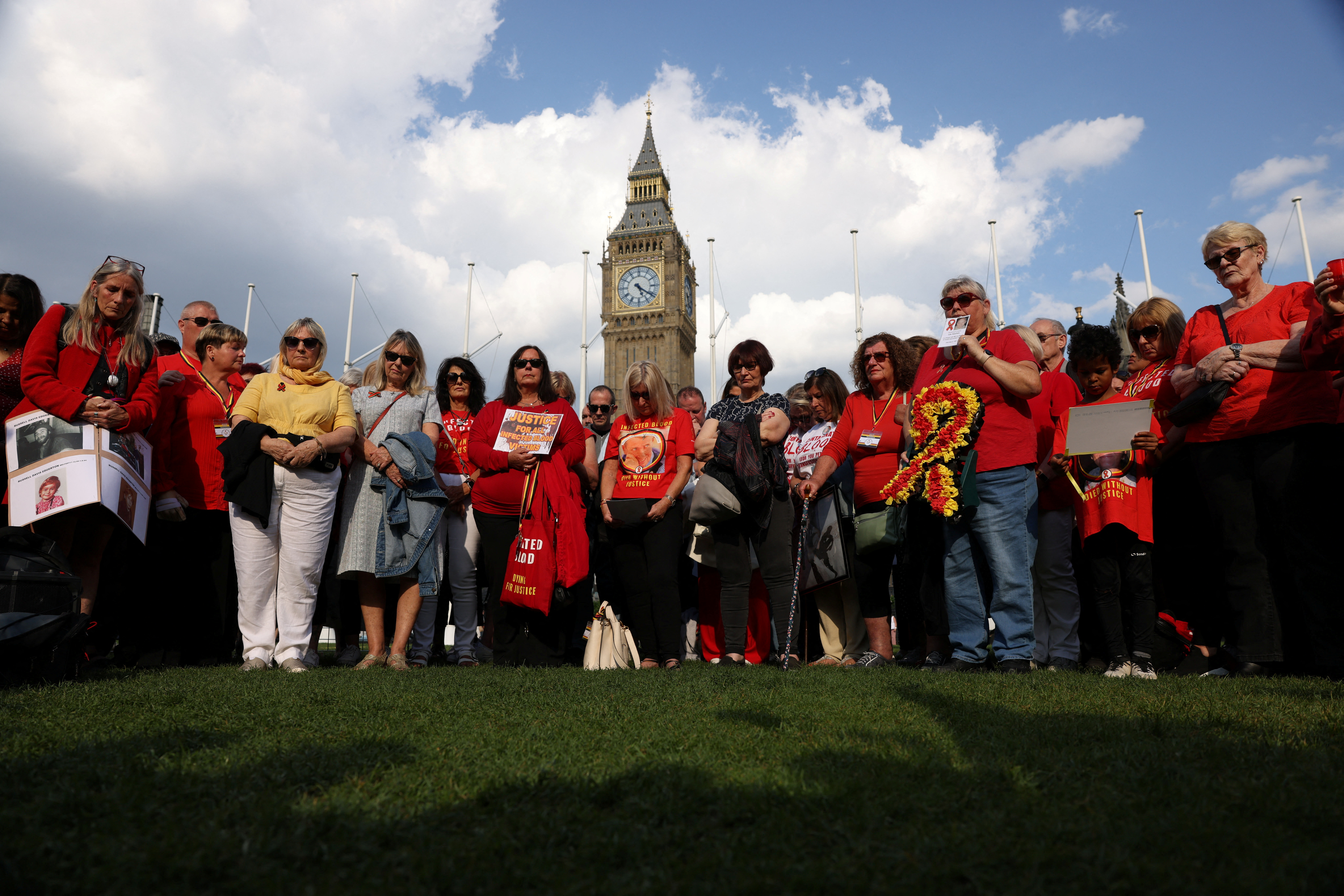 People impacted by the contaminated blood scandal gather in Westminster ahead of the release of final report of the Infected Blood Inquiry