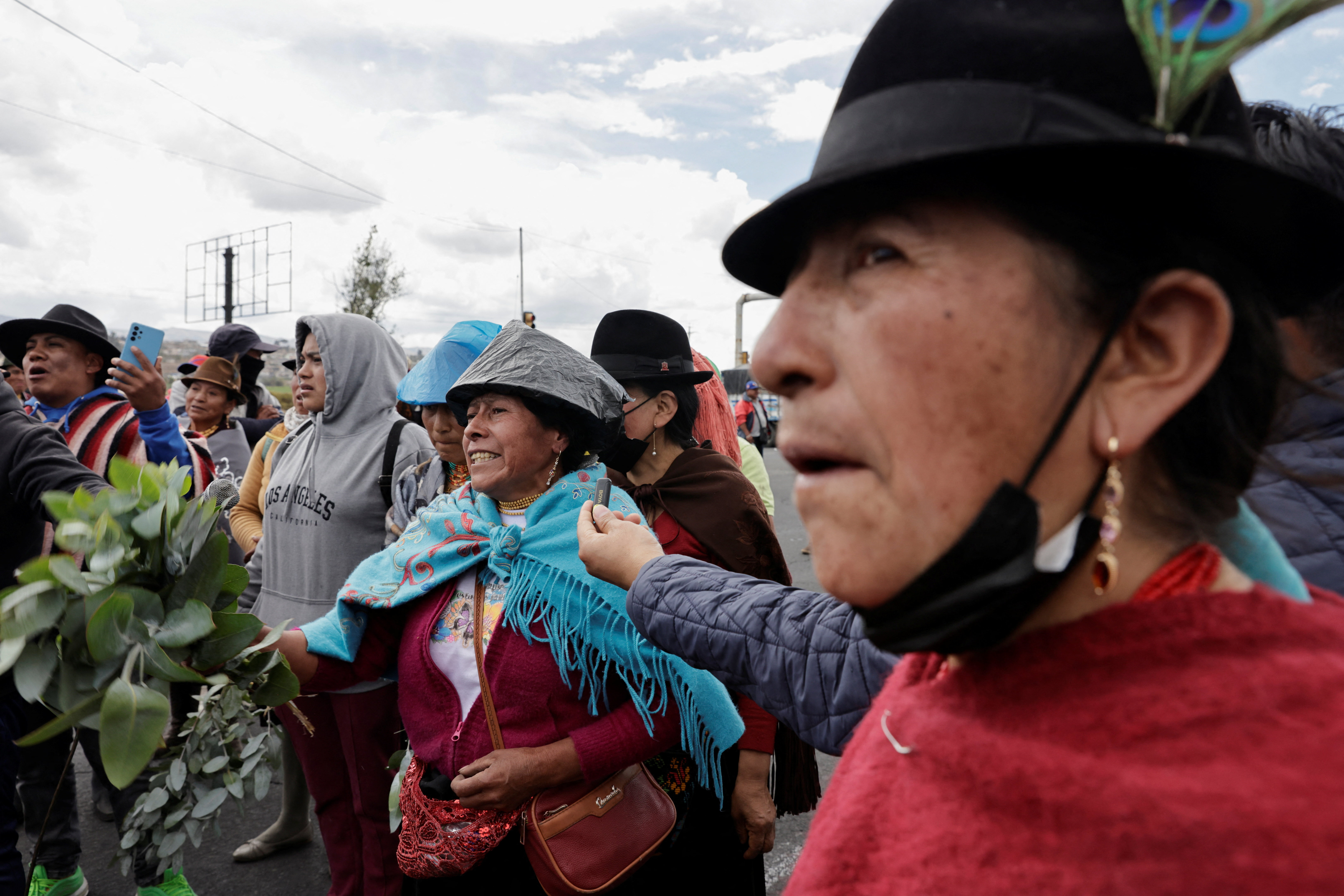 Indigenous groups protest against diesel subsidy cuts, in Latacunga