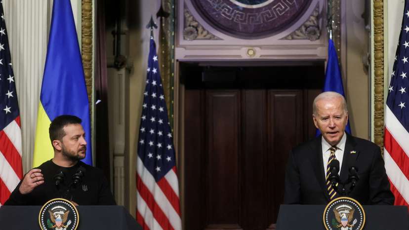 U.S. President Joe Biden and Ukraine's President Volodymyr Zelenskiy hold joint press conference, in Washington