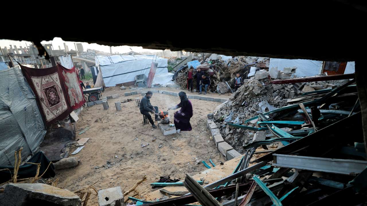 Palestinian family prepares Iftar meals during the holy month of Ramadan, in Jabalia