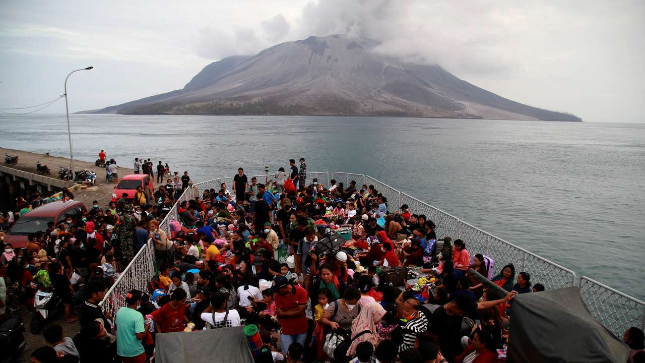 Evacuation continues following Indonesia's Ruang volcano eruption in Sitaro