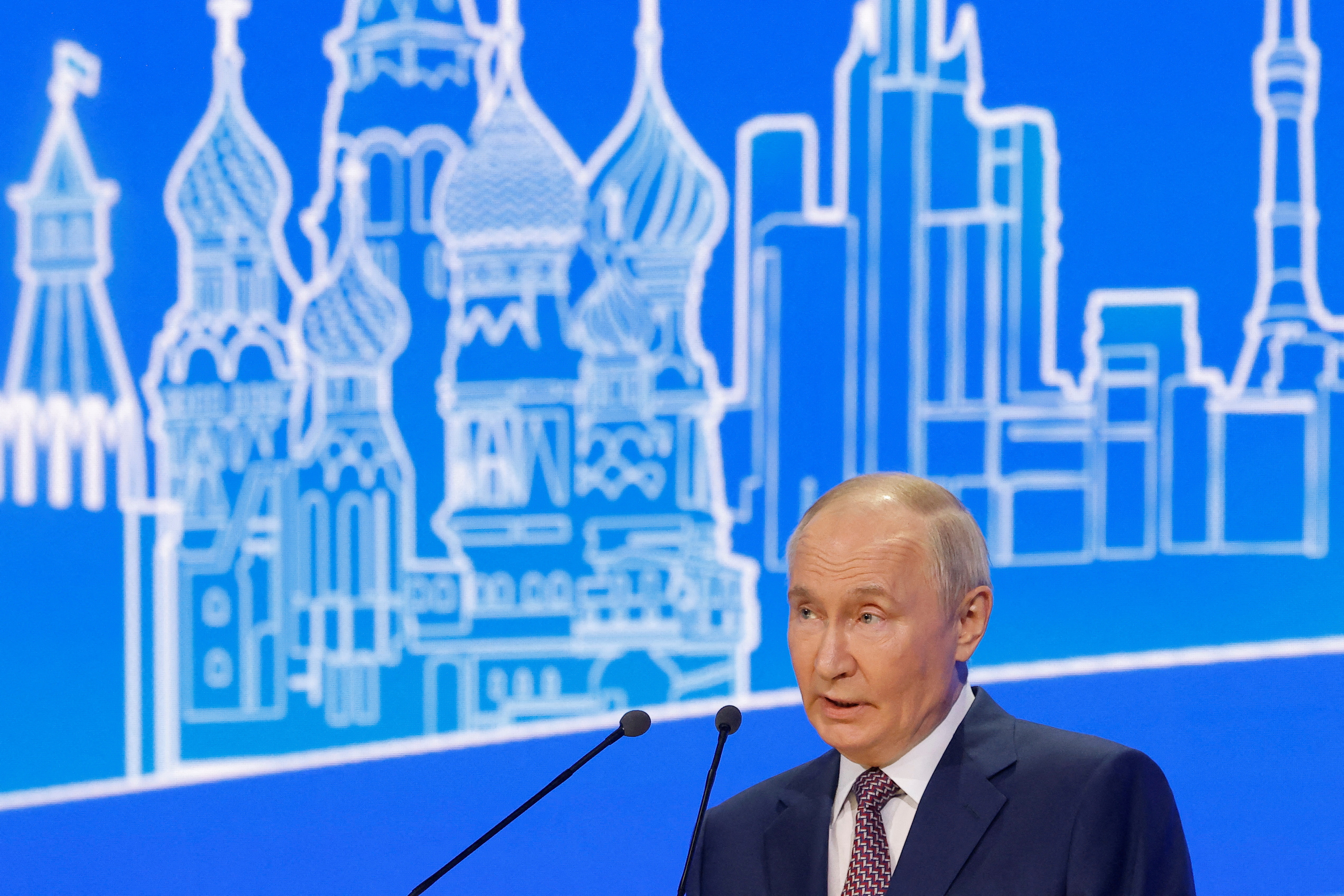 Russian President Putin attends the Congress of the Russian Union of Industrialists and Entrepreneurs in Moscow