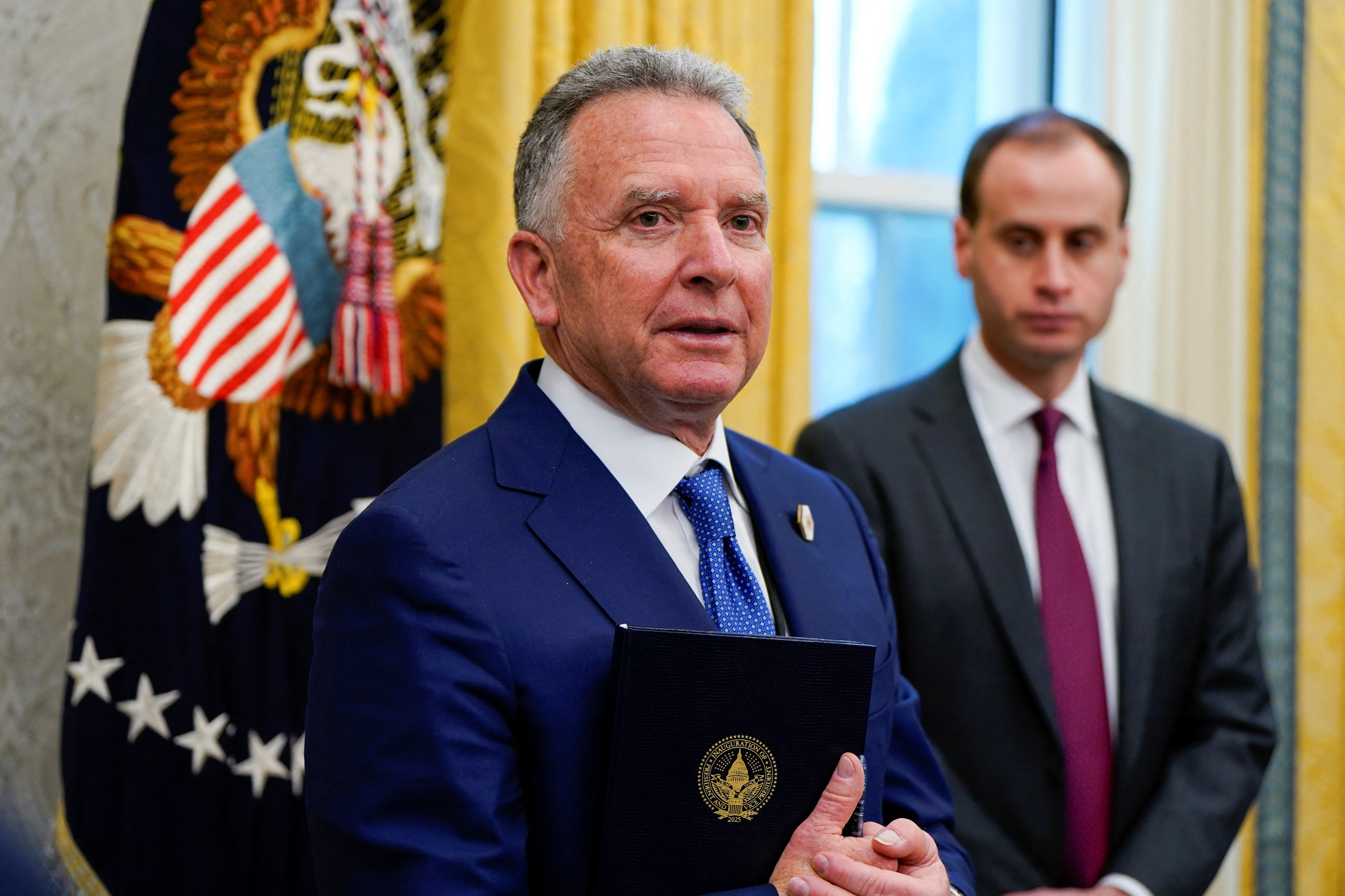U.S. Special Envoy to the Middle East Steve Witkoff looks on, at the White House,