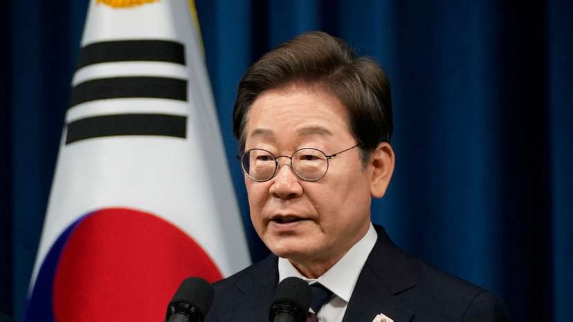 South Korean President Lee Jae-myung attends a press conference in Seoul
