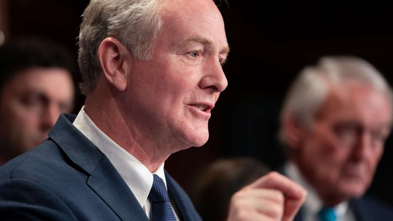 U.S. Senator Chris Van Hollen (D-MD) speaks during a press conference, in Washington