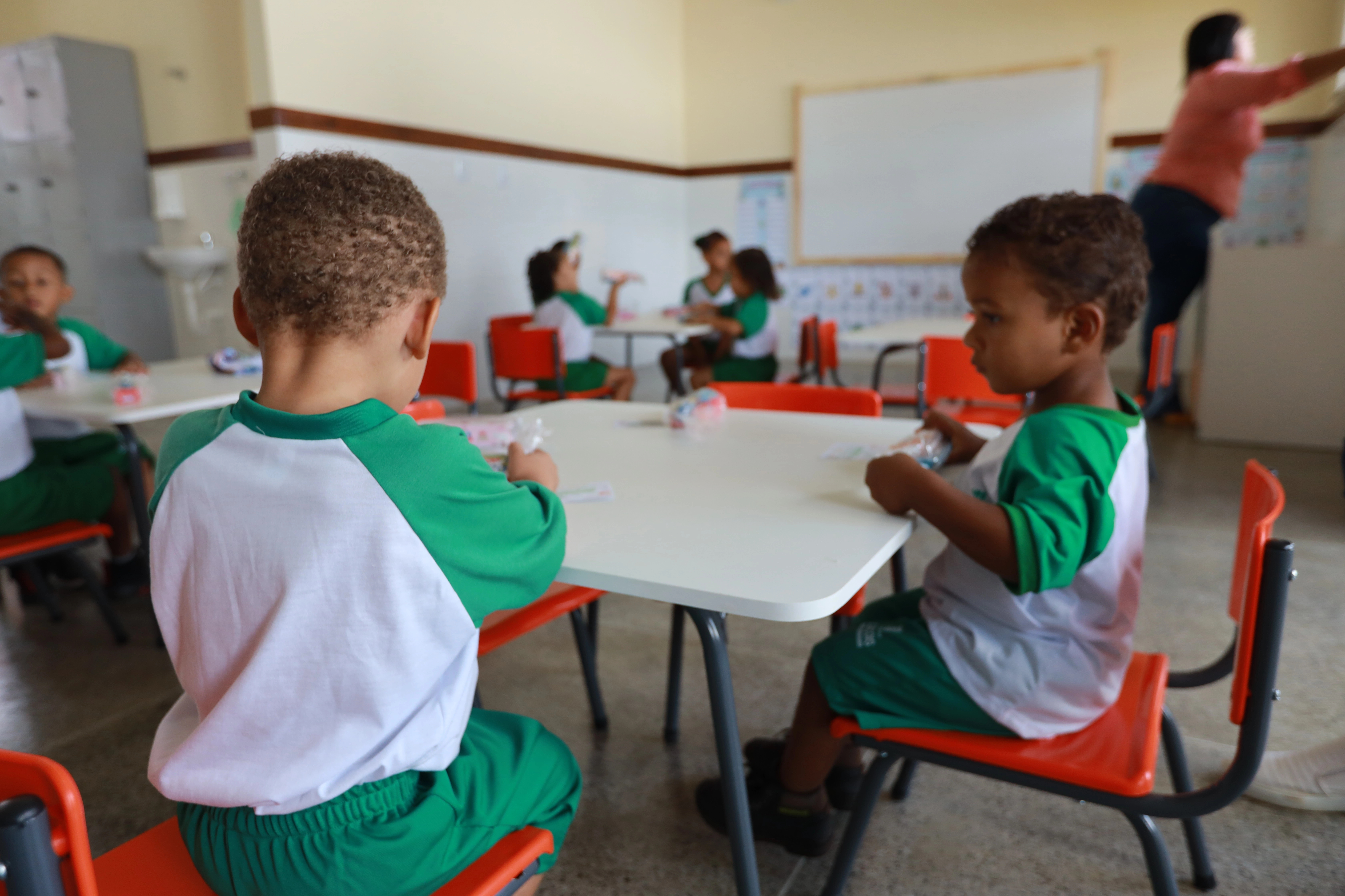 Children in a classroom at a public daycare centre in the city of Lencois.