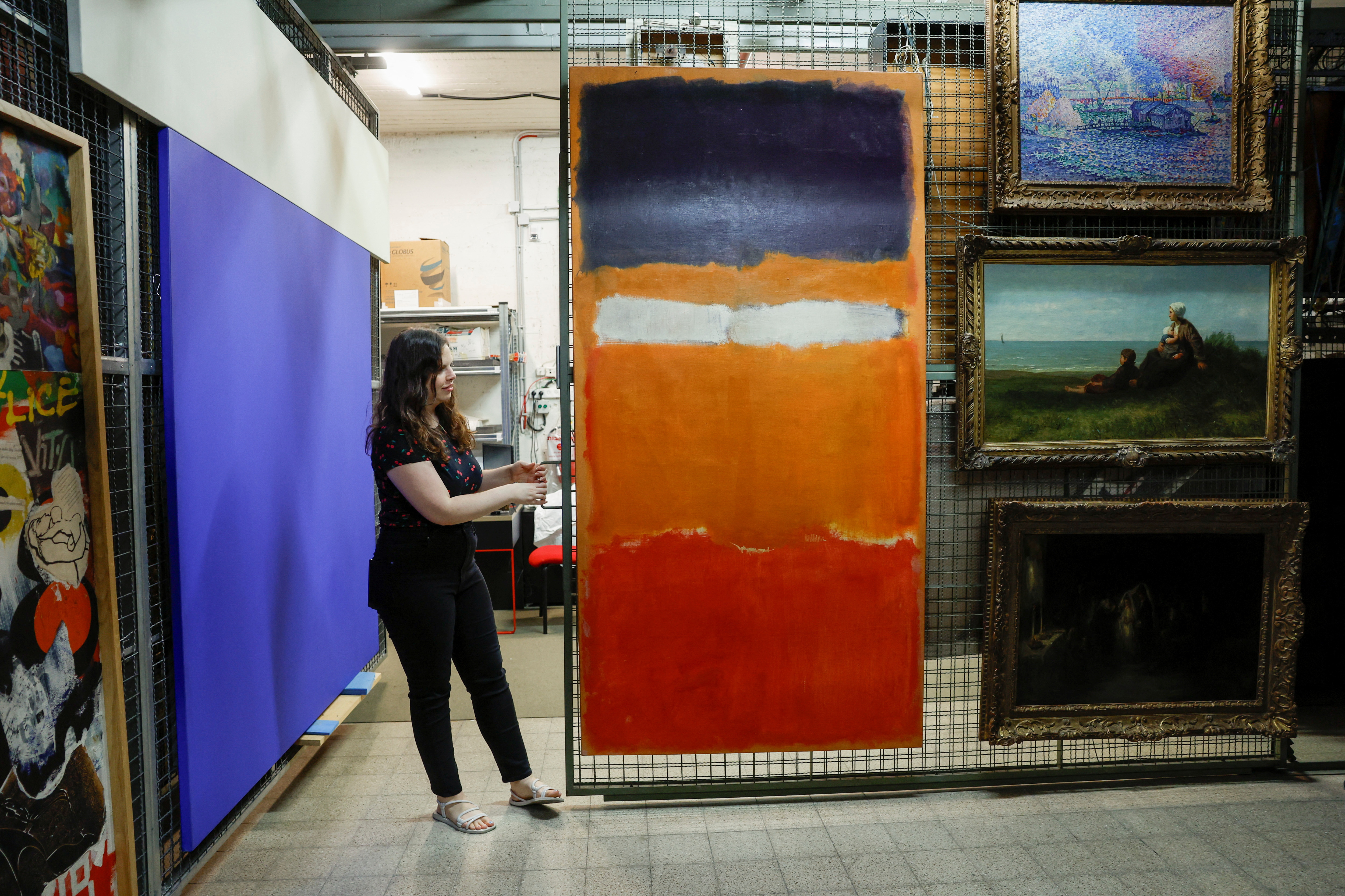 Artwork in the Tel Aviv Museum of Art in Tel Aviv is protected from possible damages caused by rocket attacks