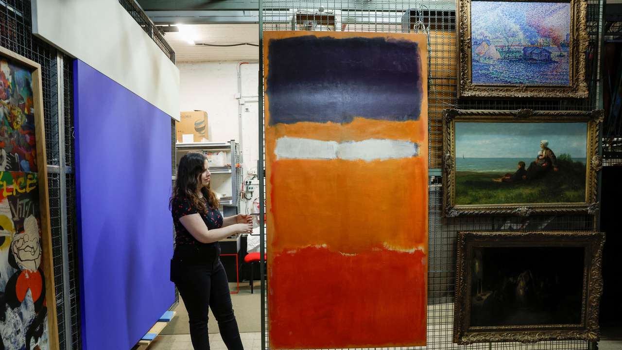 Artwork in the Tel Aviv Museum of Art in Tel Aviv is protected from possible damages caused by rocket attacks