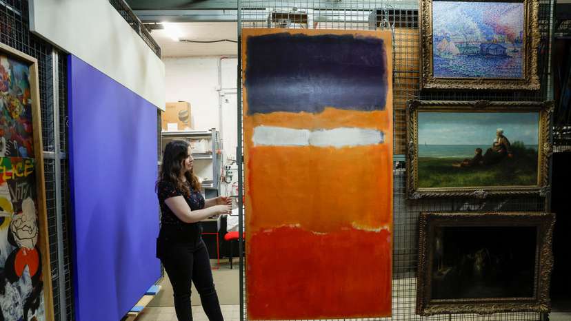 Artwork in the Tel Aviv Museum of Art in Tel Aviv is protected from possible damages caused by rocket attacks